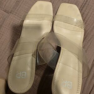 BP Womens Nola Nude Square Toe Clear Heel Sandal Sz 8
